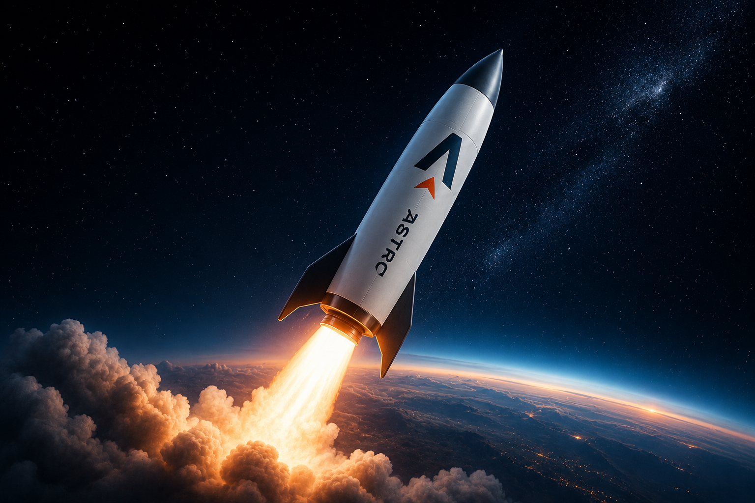 Rakete mit Astro Logo